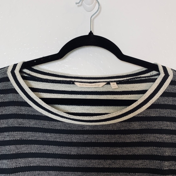 Soft Surroundings Shirt Size 2X Black Gray Striped Top CozyCore - Picture 3 of 9